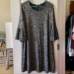 Grey peplum sleeve dress
